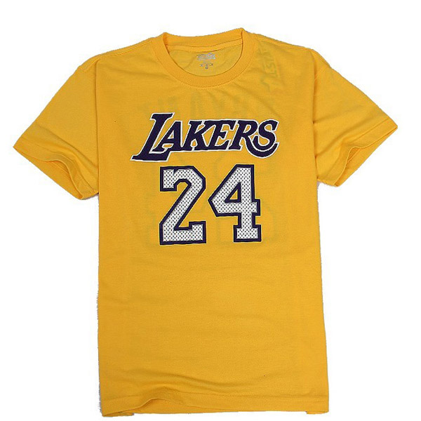 Men's  Los Angeles Lakers #24 Kobe Bryant Yellow T-shirt